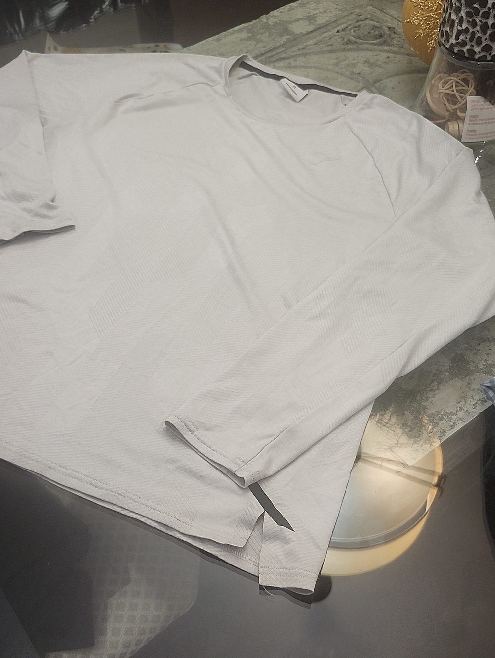 Gymshark Apex Mens Long Sleeve Light Gray  Gym Workout Shirt Like New XL